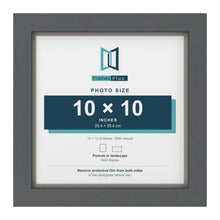 Dark Grey 11 x 11 inch picture frame with a Dawn Grey mount for a 10 x 10 inch photo