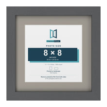 Dark Grey 11 x 11 inch picture frame with a Dawn Grey mount for an 8 x 8 inch photo