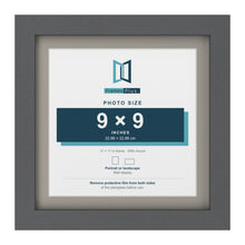 Dark Grey 11 x 11 inch picture frame with a Dawn Grey mount for a 9 x 9 inch photo