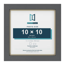Dark Grey 11 x 11 inch picture frame with an ivory mount for a 10 x 10 inch photo