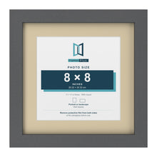Dark Grey 11 x 11 inch picture frame with an ivory mount for an 8 x 8 inch photo