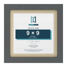 Dark Grey 11 x 11 inch picture frame with an ivory mount for a 9 x 9 inch photo