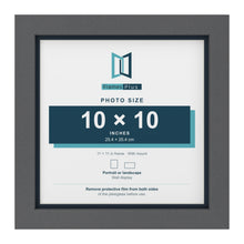Dark Grey 11 x 11 inch picture frame with a Pacific Blue mount for a 10 x 10 inch photo