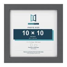 Dark Grey 11 x 11 inch picture frame with a white mount for a 10 x 10 inch photo