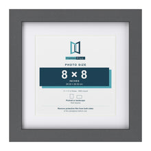 Dark Grey 11 x 11 inch picture frame with a white mount for a 8 x 8 inch photo