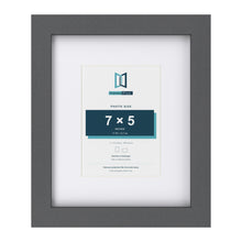 Dark Grey 11 x 9 inch picture frame with a white mount for a 7 x 5 inch photo