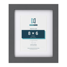 Dark Grey 11 x 9 inch picture frame with a white mount for an 8 x 6 inch photo
