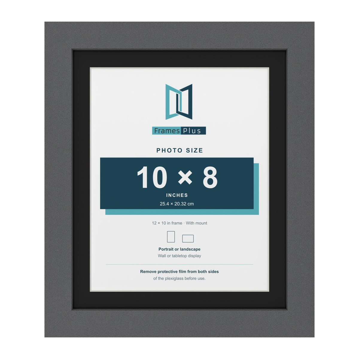 Dark Grey 12 x 10 inch picture frame with a black mount for a 10 x 8 inch photo