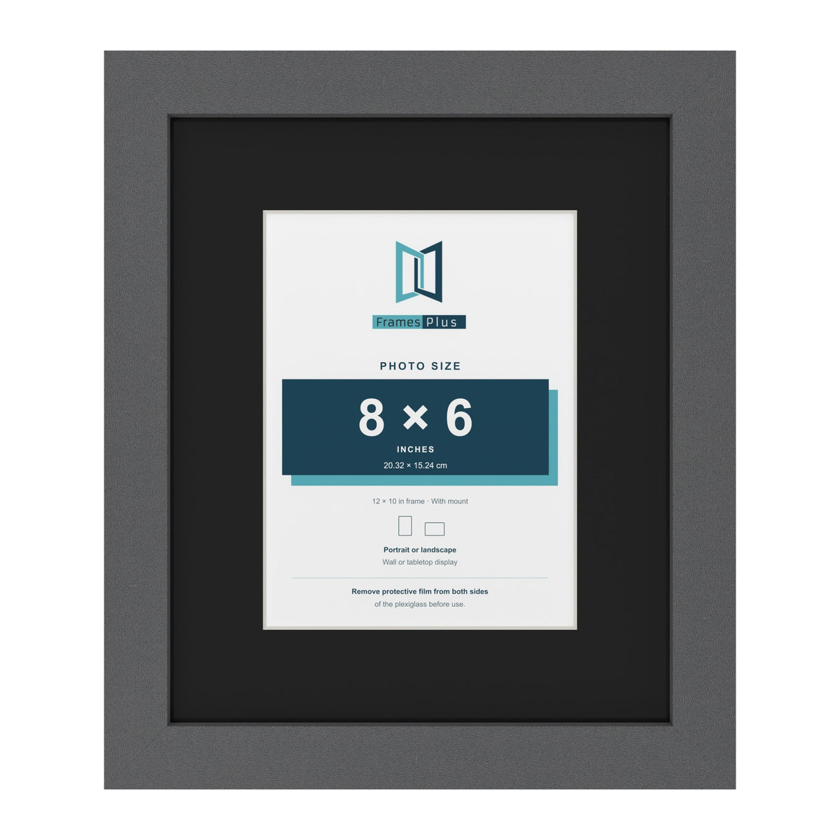 Dark Grey 12 x 10 inch picture frame with a black mount for an 8 x 6 inch photo