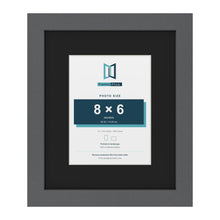Dark Grey 12 x 10 inch picture frame with a black mount for an 8 x 6 inch photo