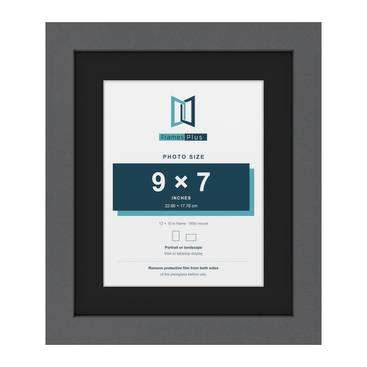 Dark Grey 12 x 10 inch picture frame with a black mount for a 9 x 7 inch photo