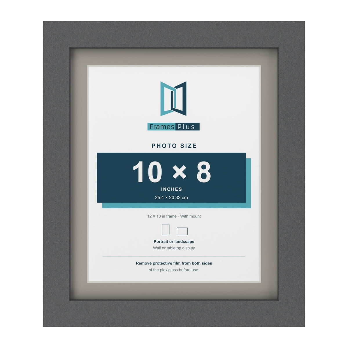 Dark Grey 12 x 10 inch picture frame with a Dawn Grey mount for a 10 x 8 inch photo