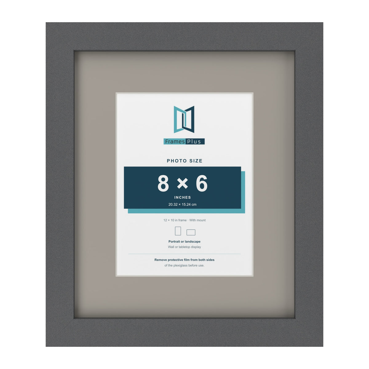 Dark Grey 12 x 10 inch picture frame with a Dawn Grey mount for an 8 x 6 inch photo