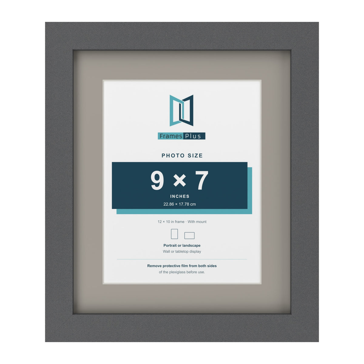 Dark Grey 12 x 10 inch picture frame with a Dawn Grey mount for a 9 x 7 inch photo