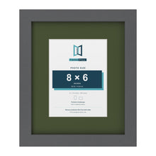 Dark Grey 12 x 10 inch picture frame with a green mount for an 8 x 6 inch photo