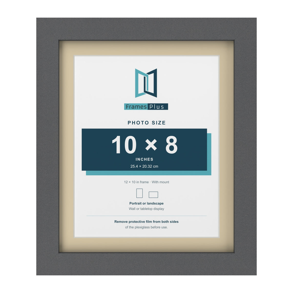 Dark Grey 12 x 10 inch picture frame with an ivory mount for a 10 x 8 inch photo