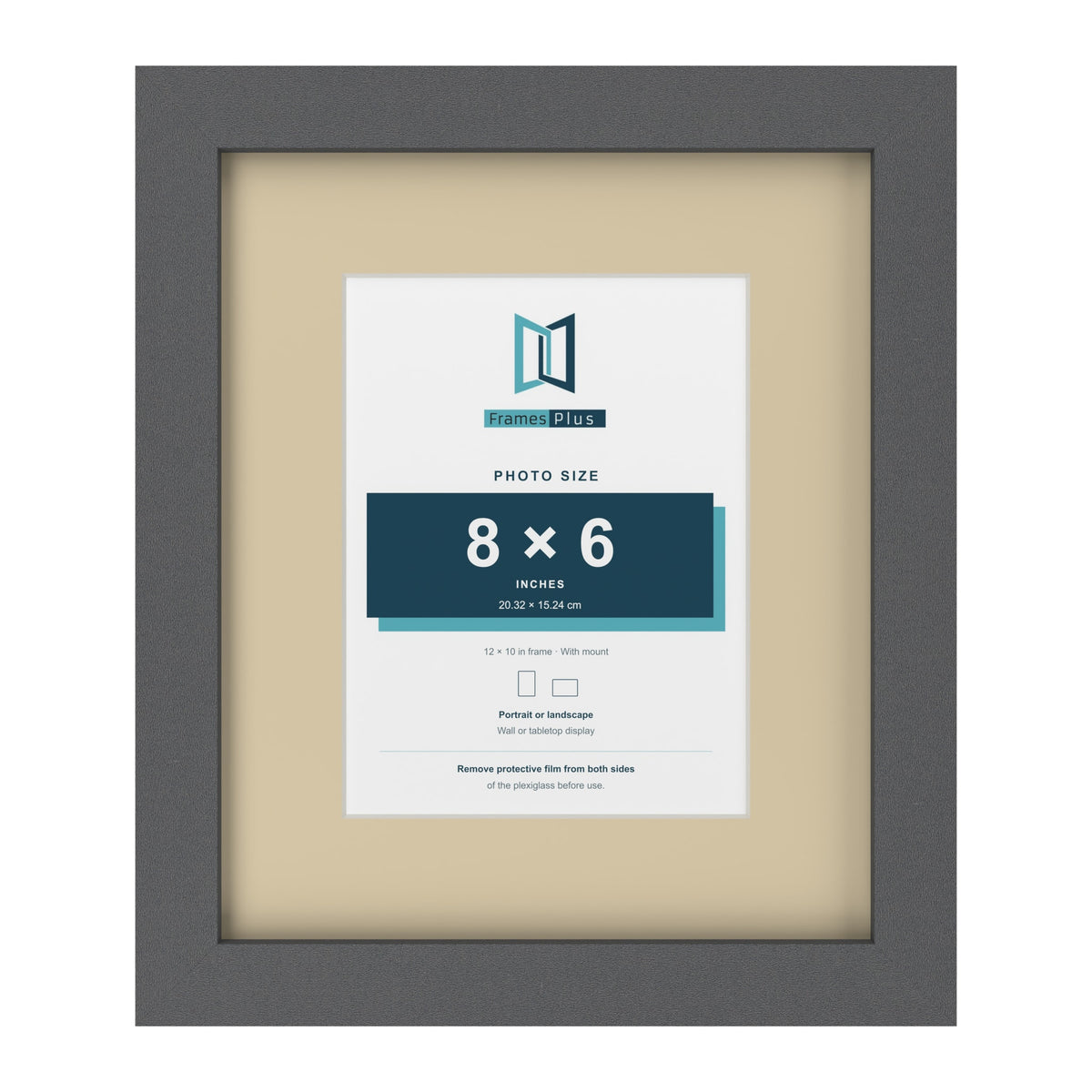 Dark Grey 12 x 10 inch picture frame with an ivory mount for an 8 x 6 inch photo