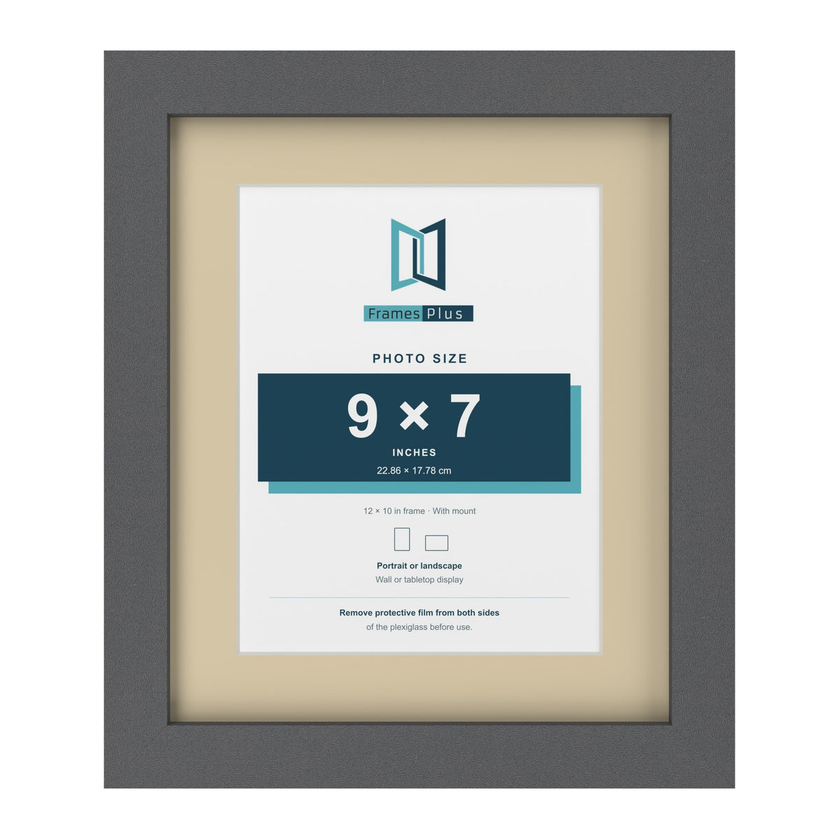 Dark Grey 12 x 10 inch picture frame with an ivory mount for a 9 x 7 inch photo