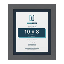 Dark Grey 12 x 10 inch picture frame with a Pacific Blue mount for a 10 x 8 inch photo