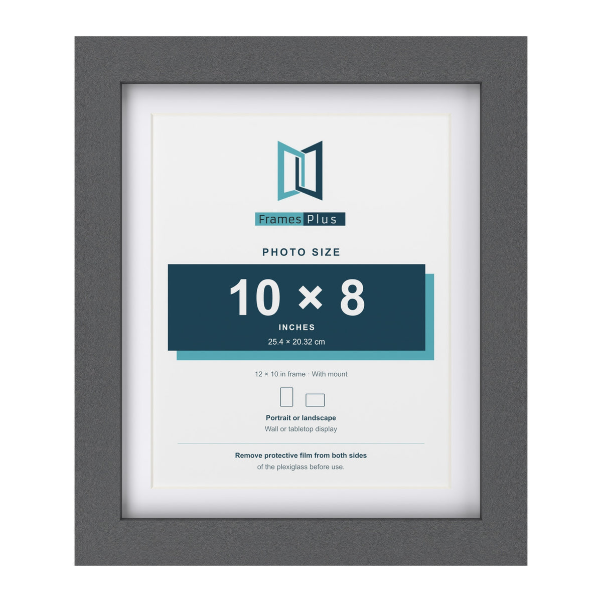 Dark Grey 12 x 10 inch picture frame with a white mount for a 10 x 8 inch photo