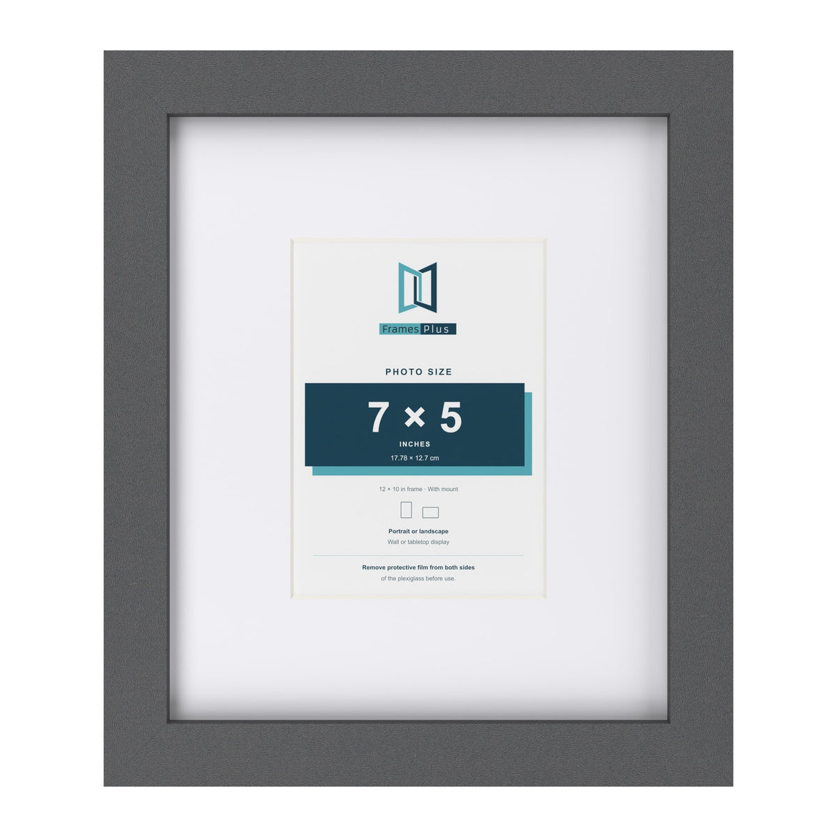 Dark Grey 12 x 10 inch picture frame with a white mount for a 7 x 5 inch photo