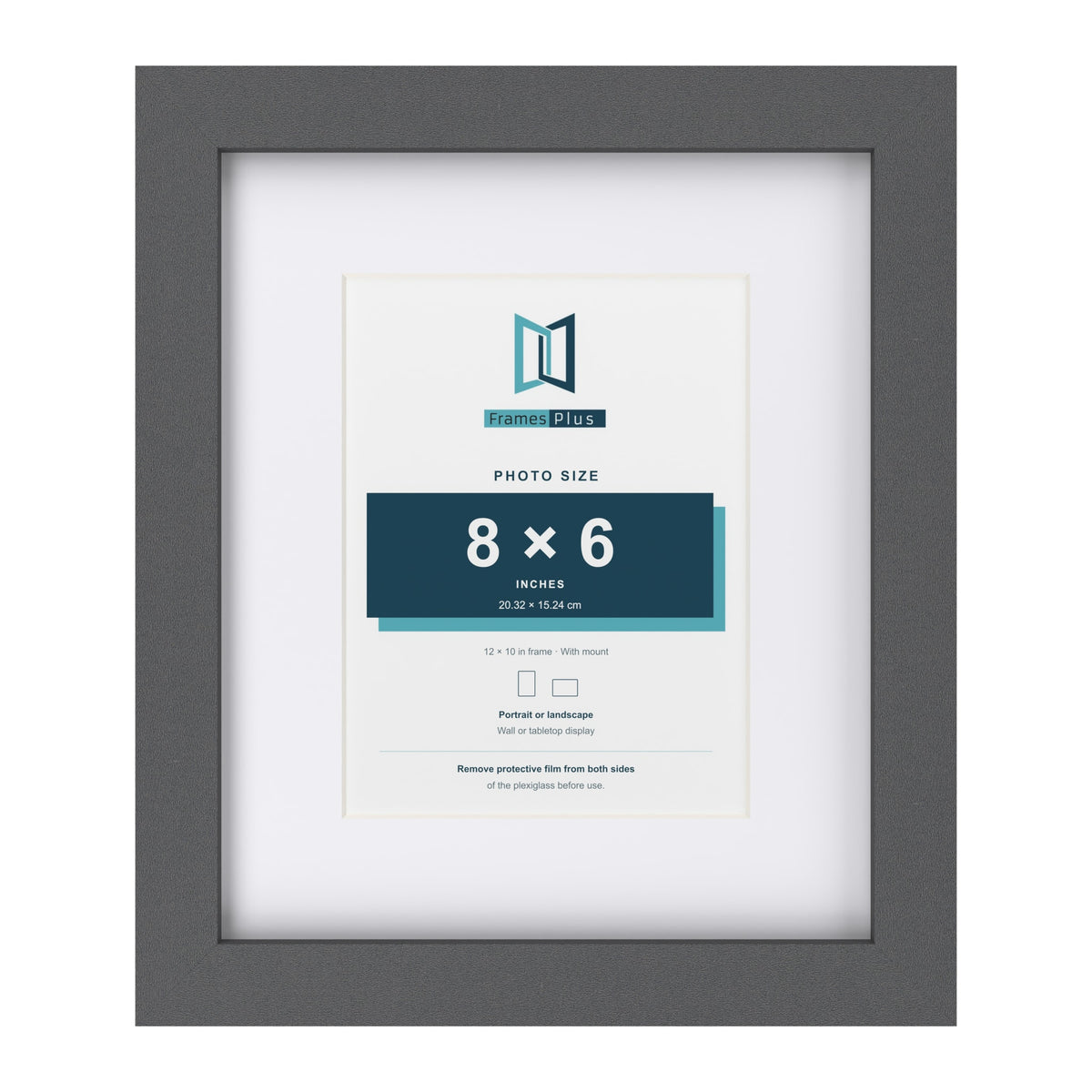 Dark Grey 12 x 10 inch picture frame with a white mount for a 8 x 6 inch photo