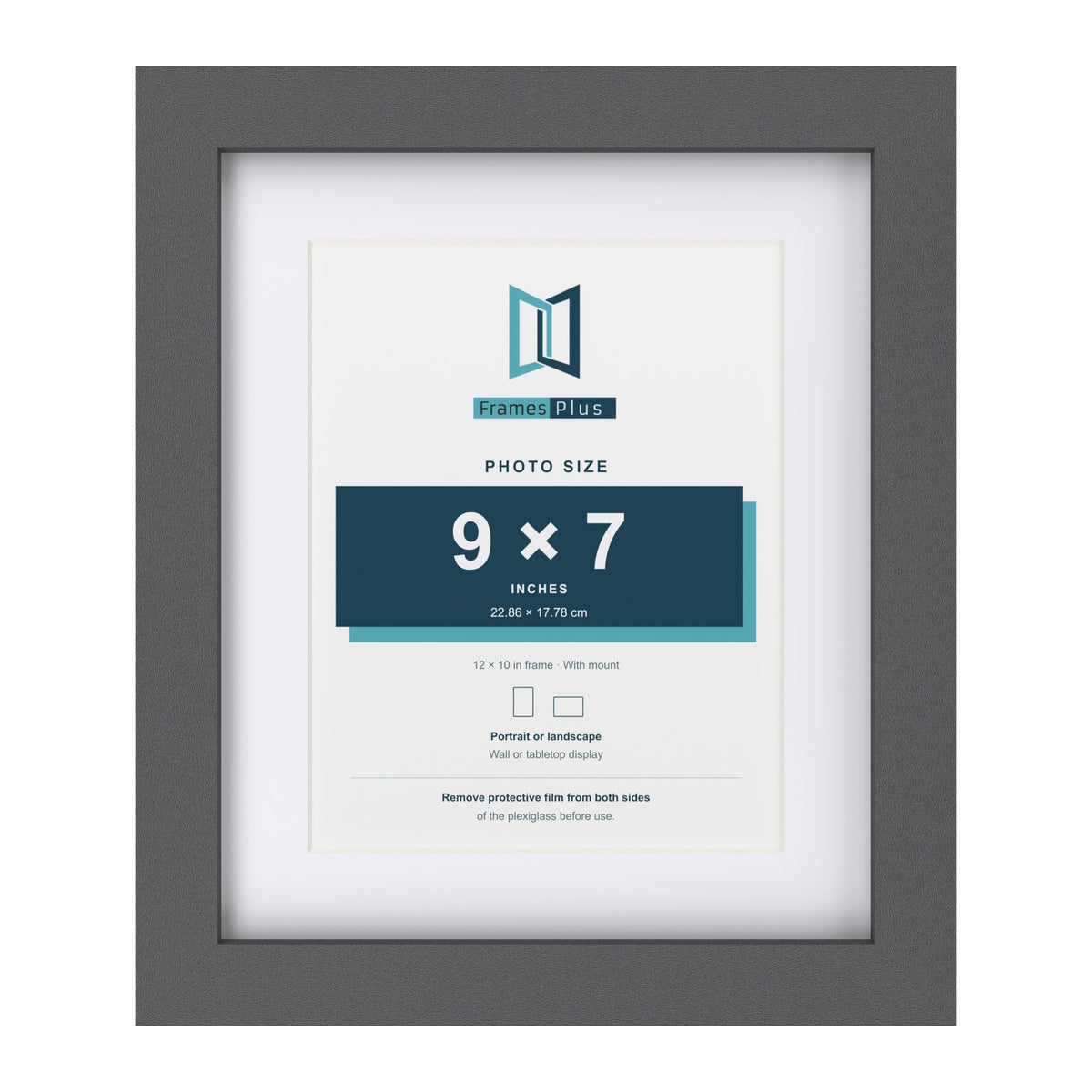 Dark Grey 12 x 10 inch picture frame with a white mount for a 9 x 7 inch photo