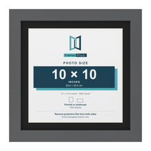 Dark Grey 12 x 12 inch picture frame with a black mount for a 10 x 10 inch photo
