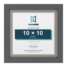 Dark Grey 12 x 12 inch picture frame with a Dawn Grey mount for a 10 x 10 inch photo