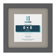 Dark Grey 12 x 12 inch picture frame with a Dawn Grey mount for an 8 x 8 inch photo