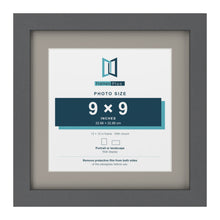 Dark Grey 12 x 12 inch picture frame with a Dawn Grey mount for a 9 x 9 inch photo