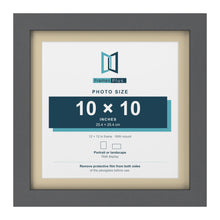 Dark Grey 12 x 12 inch picture frame with an ivory mount for a 10 x 10 inch photo