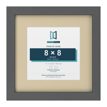 Dark Grey 12 x 12 inch picture frame with an ivory mount for an 8 x 8 inch photo