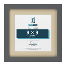 Dark Grey 12 x 12 inch picture frame with an ivory mount for a 9 x 9 inch photo