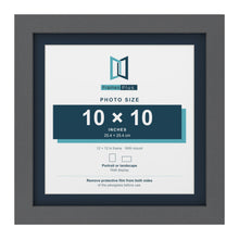 Dark Grey 12 x 12 inch picture frame with a Pacific Blue mount for a 10 x 10 inch photo