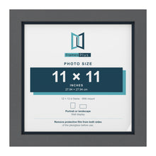Dark Grey 12 x 12 inch picture frame with a Pacific Blue mount for an 11 x 11 inch photo