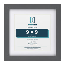Dark Grey 12 x 12 inch picture frame with a white mount for a 9 x 9 inch photo