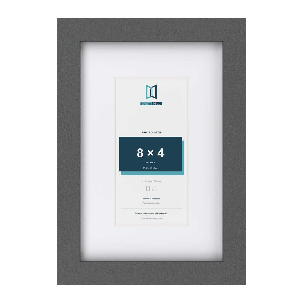 Dark Grey 12 x 8 inch picture frame with a white mount for an 8 x 4 inch photo