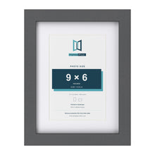 Dark Grey 12 x 9 inch picture frame with a white mount for a 9 x 6 inch photo