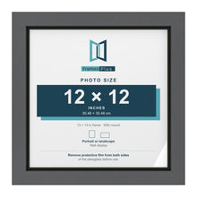 Dark Grey 13 x 13 inch picture frame with a black mount for a 12 x 12 inch photo