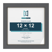 Dark Grey 13 x 13 inch picture frame with a Dawn Grey mount for a 12 x 12 inch photo