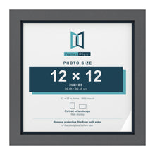 Dark Grey 13 x 13 inch picture frame with a Pacific Blue mount for a 12 x 12 inch photo