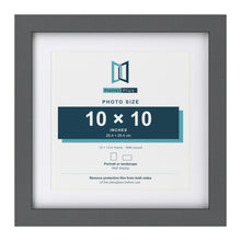 Dark Grey 13 x 13 inch picture frame with a white mount for a 10 x 10 inch photo