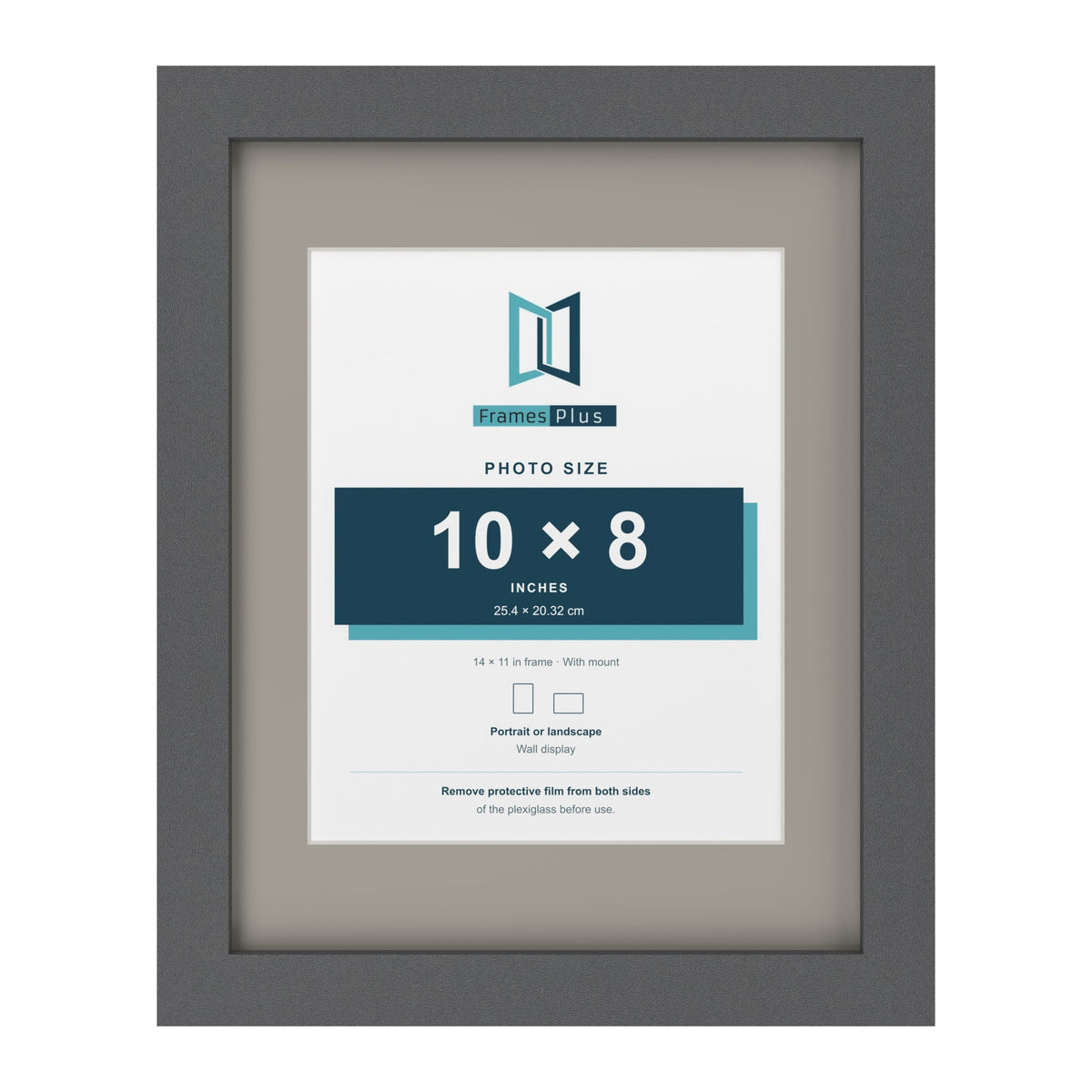 Dark Grey 14 x 11 inch picture frame with a Dawn Grey mount for a 10 x 8 inch photo