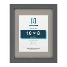 Dark Grey 14 x 11 inch picture frame with a Dawn Grey mount for a 10 x 8 inch photo