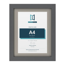 Dark Grey 14 x 11 inch picture frame with a Dawn Grey mount for an A4 photo