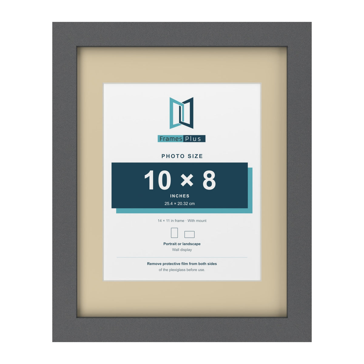 Dark Grey 14 x 11 inch picture frame with an ivory mount for a 10 x 8 inch photo