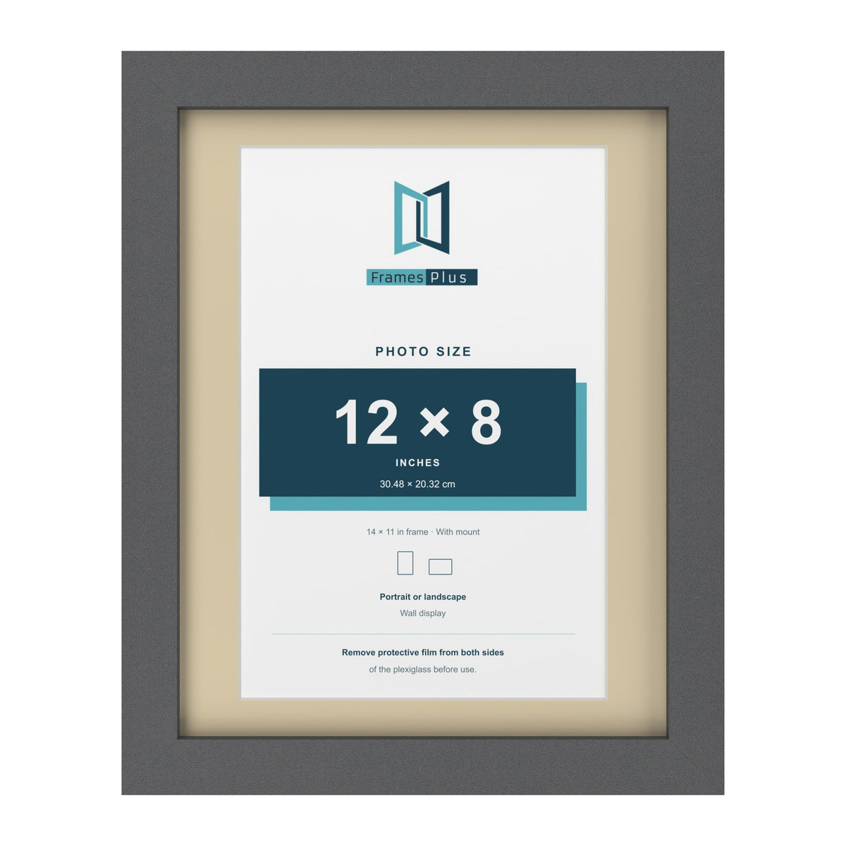 Dark Grey 14 x 11 inch picture frame with an ivory mount for a 12 x 8 inch photo