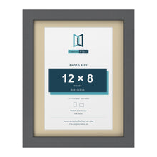 Dark Grey 14 x 11 inch picture frame with an ivory mount for a 12 x 8 inch photo