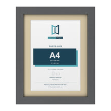 Dark Grey 14 x 11 inch picture frame with an ivory mount for an A4 photo